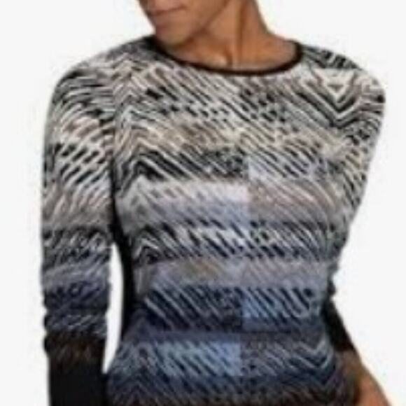 NIC+ZOE Black Stretch Animal Print Long Sleeve Open Cardigan Sweater Size XL - Picture 1 of 10